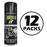 12X Paint Factory Black Gloss 250ml Spray Paint
